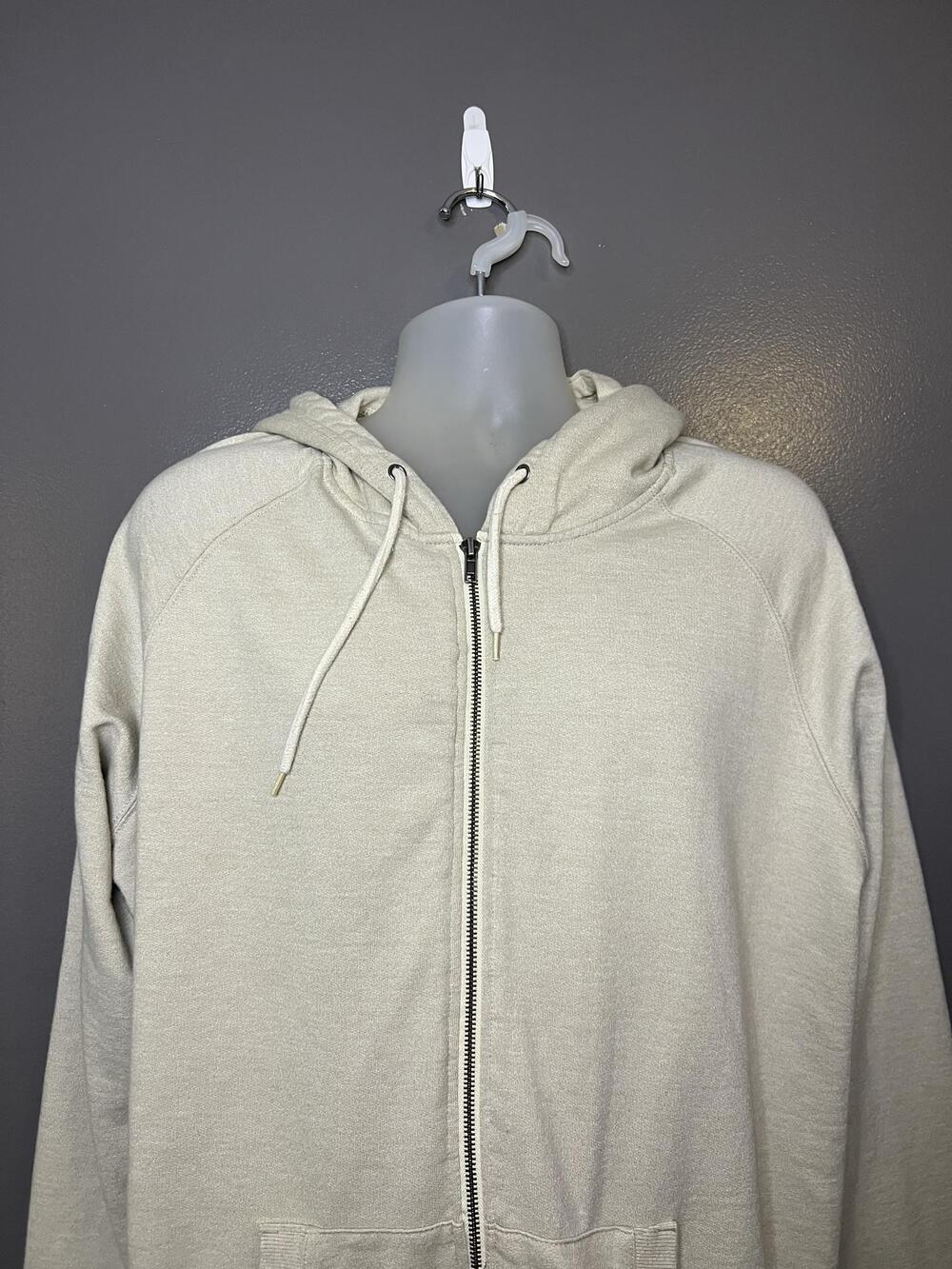 BDG Hoodie Mens 2XL Beige Solid Full Zip Fleece Kangaroo Pocket Sweatshirt